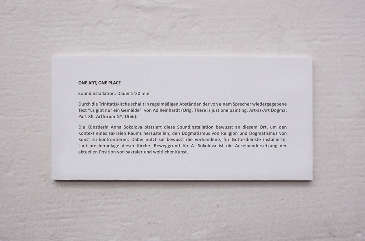 Gallery image of the project One Art, One Place