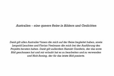 Australien – eine queere Reise in Bildern und Gedichten Cover image of the project Australien – eine queere Reise in Bildern und Gedichten
