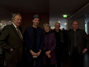 Prof. Alfred Neven DuMont, Philipp Hamann, Hedwig Neven DuMont, Rektor Klaus Jung und Prof. Dietrich Leder