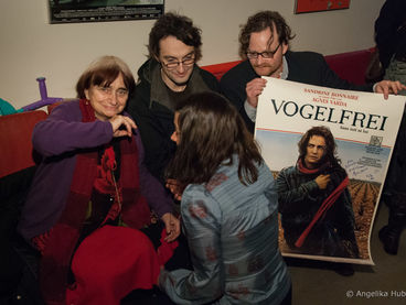 Agnès Varda mit Bernhard Marsch (rechts)