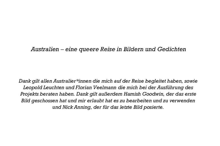 Cover image of the project Australien – eine queere Reise in Bildern und Gedichten