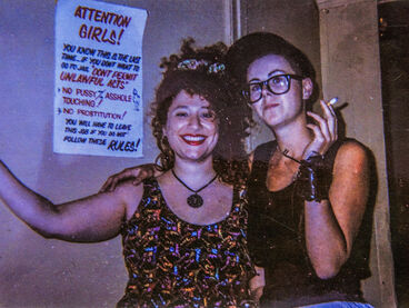 Siobhan and Eve at Peepland, Times Square, NYC 1987
