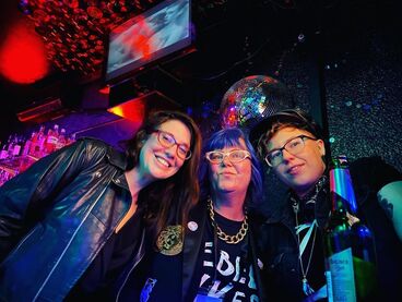 Co directors Siân A Williams, Harri Shanahan and producer Siobhan Fahey touring Rebel Dykes